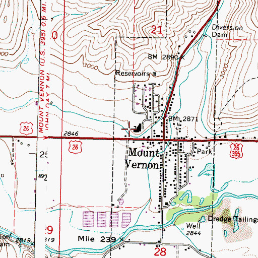 Topographic Map of Mount Vernon Middle School, OR