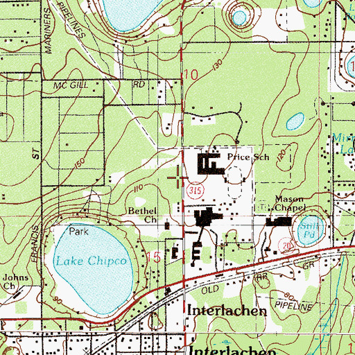 Topographic Map of Church of Christ of Interlachen, FL