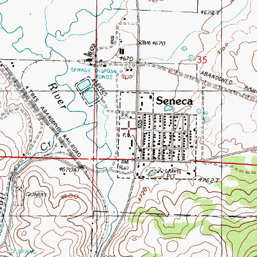 Topographic Map of Seneca Elementary School, OR