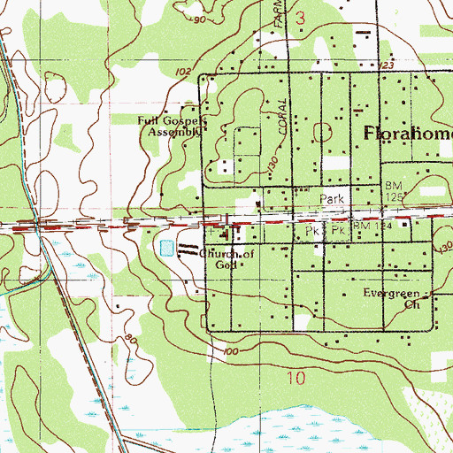 Topographic Map of First Church of God, FL