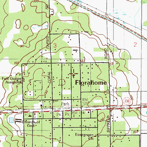 Topographic Map of Oak Avenue Baptist Church, FL