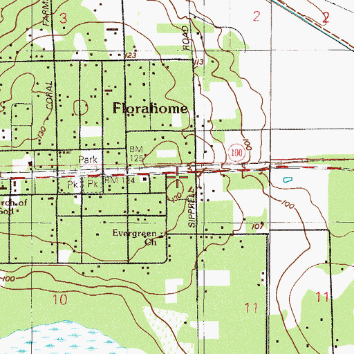 Topographic Map of Living Hope Family Worship Center, FL