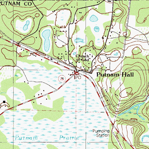 Topographic Map of Putnam Hall Post Office, FL