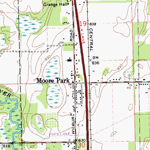 Topographic Map of Moorepark Post Office (historical), MI