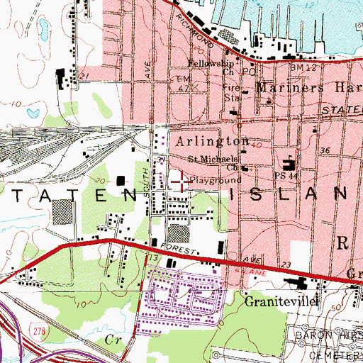 Topographic Map of Grandview Playground, NY