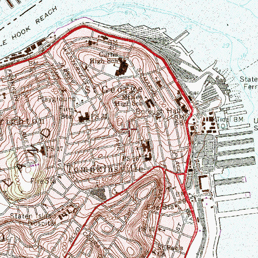 Topographic Map of Fort Hill Park, NY