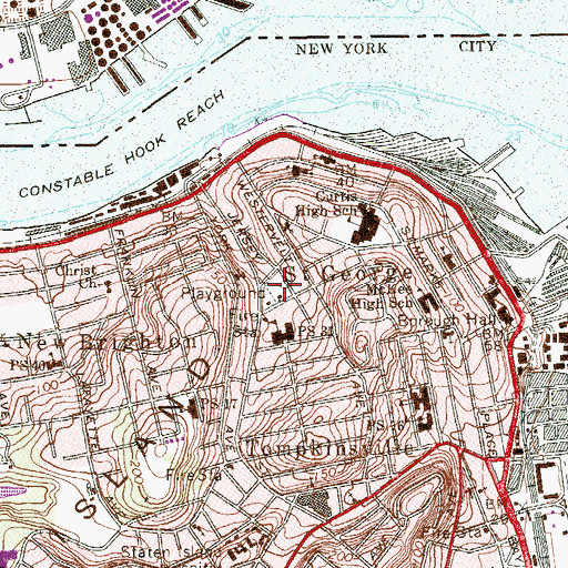 Topographic Map of Mahoney Playground, NY