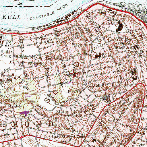 Topographic Map of Skyline Playground, NY
