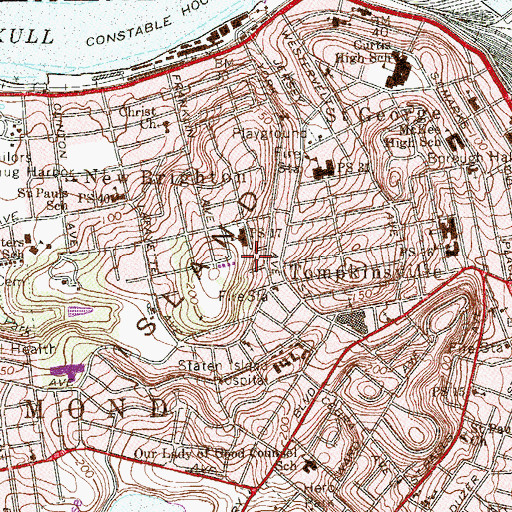 Topographic Map of Harvard Yard, NY