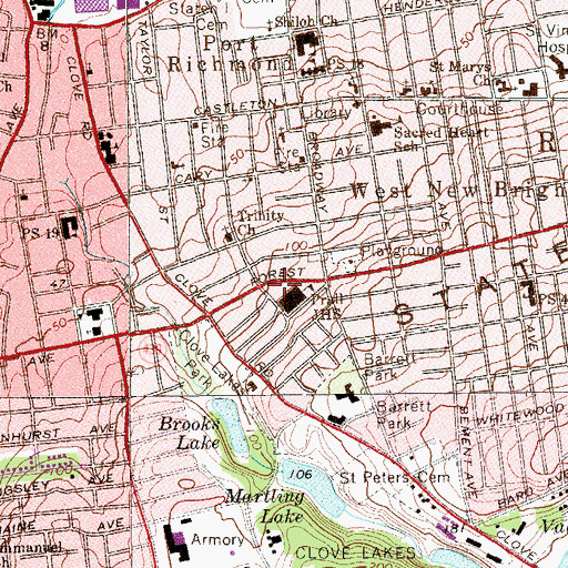 Topographic Map of Prall Playground, NY