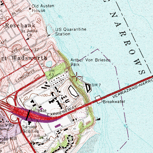 Topographic Map of Battery Catlin (historical), NY