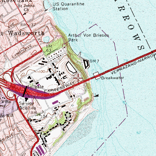 Topographic Map of Battery Duane (historical), NY