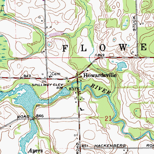 Topographic Map of Howardsville Post Office (historical), MI