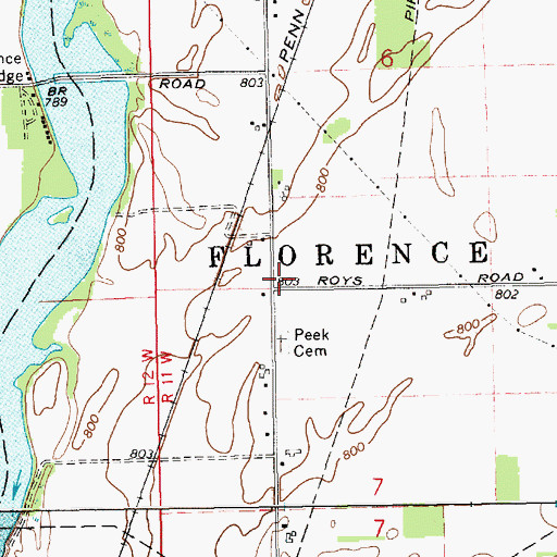 Topographic Map of Florence Post Office (historical), MI