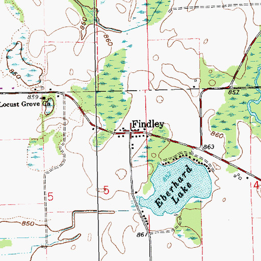 Topographic Map of Findley Station (historical), MI