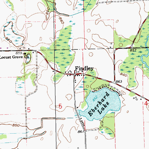 Topographic Map of Findley Post Office (historical), MI