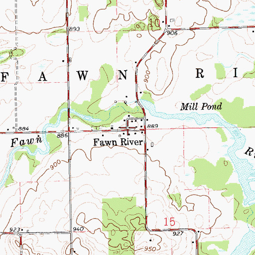 Topographic Map of Fawn River Post Office (historical), MI