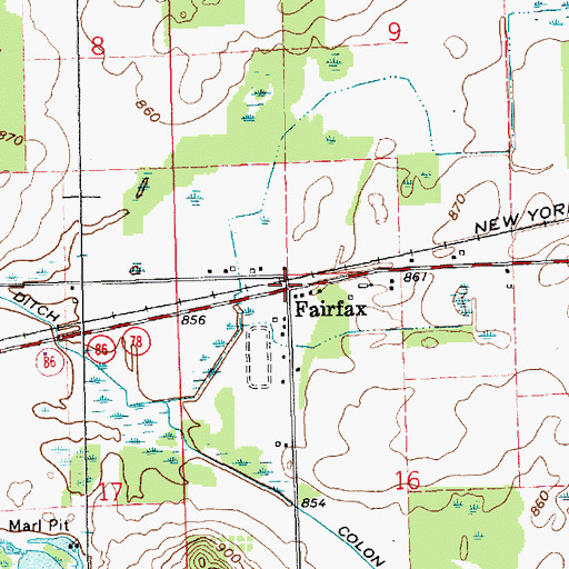 Topographic Map of Fairfax Post Office (historical), MI