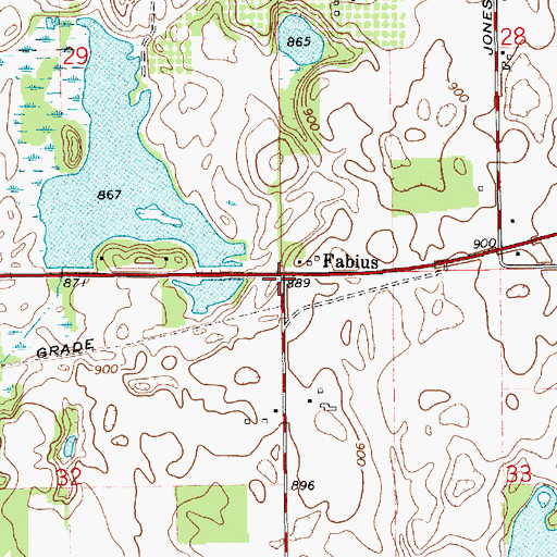 Topographic Map of Fabius Post Office (historical), MI