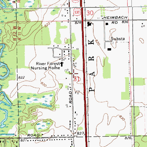 Topographic Map of Temple Baptist Church, MI