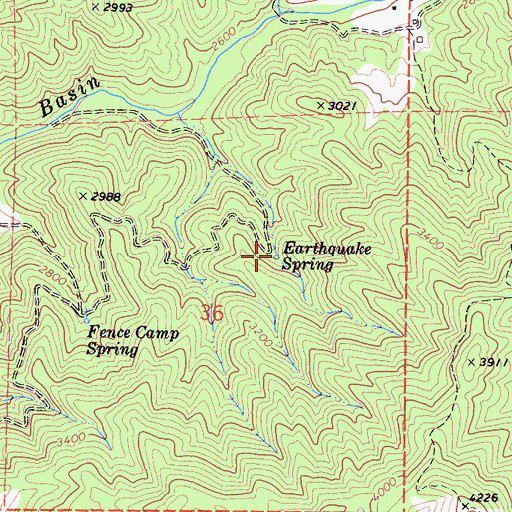 Topographic Map of Earthquake Spring, CA