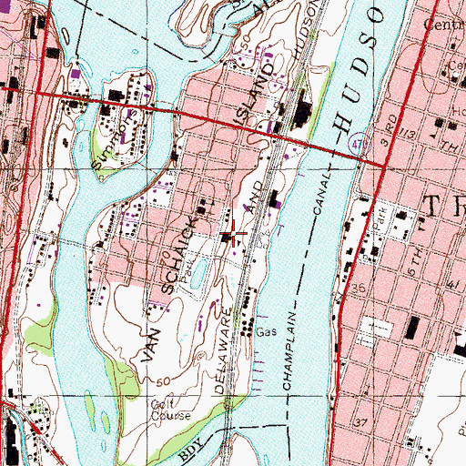 Topographic Map of Van Schaick Island School, NY