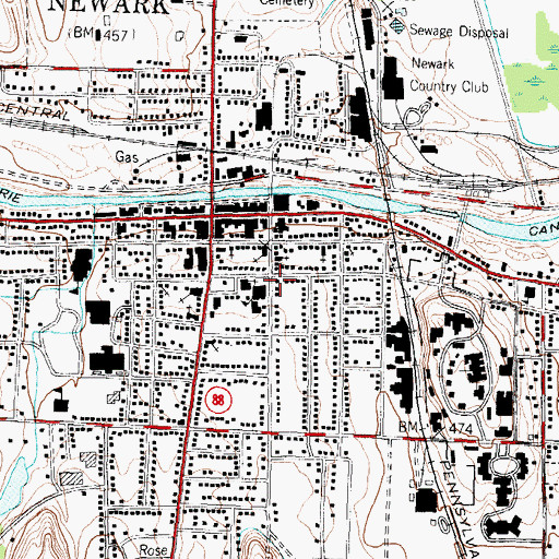 Topographic Map of Newark Medical Center, NY