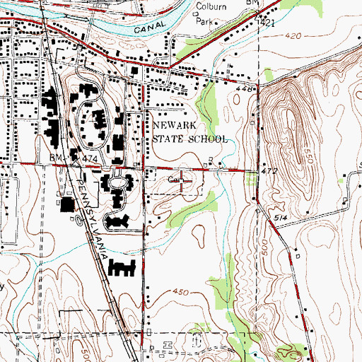 Topographic Map of East Newark Cemetery, NY
