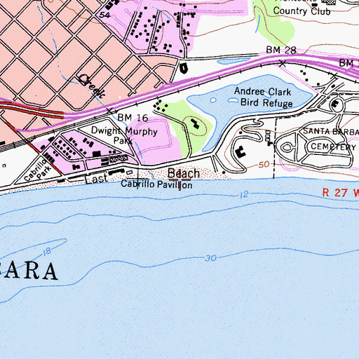 Topographic Map of East Beach, CA