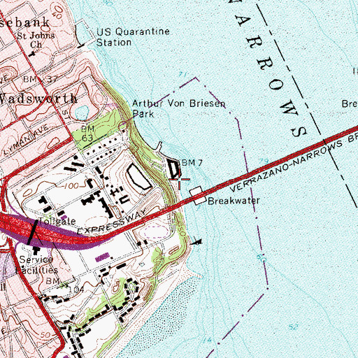 Topographic Map of Battery Bacon (historical), NY