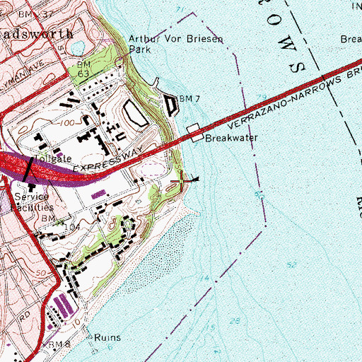 Topographic Map of Battery Hudson (historical), NY