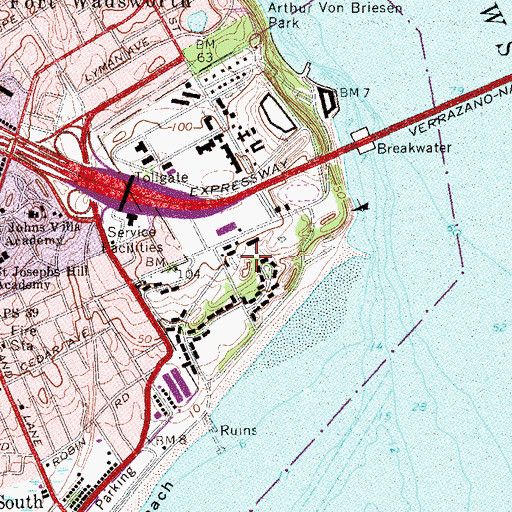 Topographic Map of Battery Richmond (historical), NY