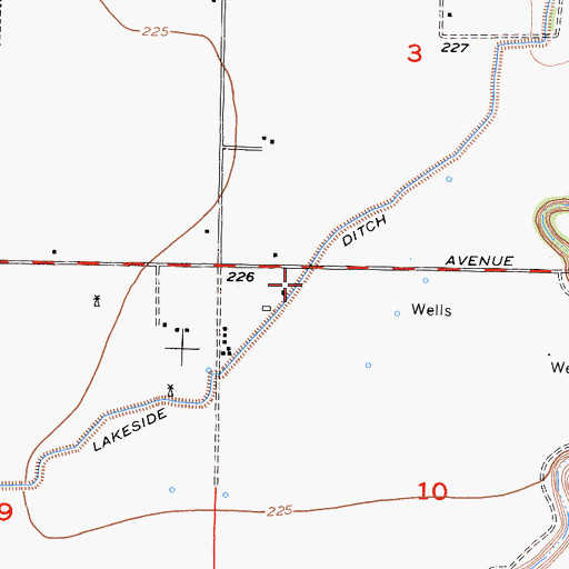 Topographic Map of East Branch Lakeside Ditch, CA
