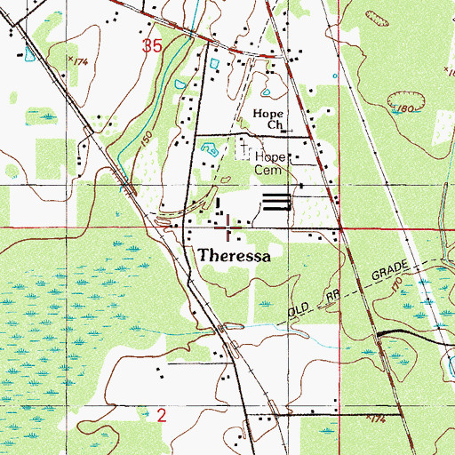 Topographic Map of Theressa Community Center, FL