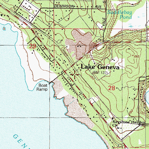 Topographic Map of Lake Geneva Post Office, FL