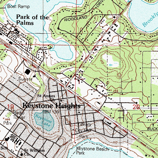 Topographic Map of Keystone Heights Post Office, FL