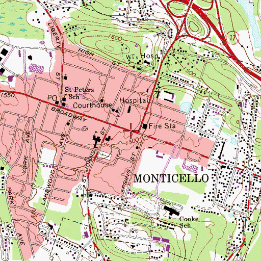 Topographic Map of Ethelbert B Crawford Memorial Library, NY