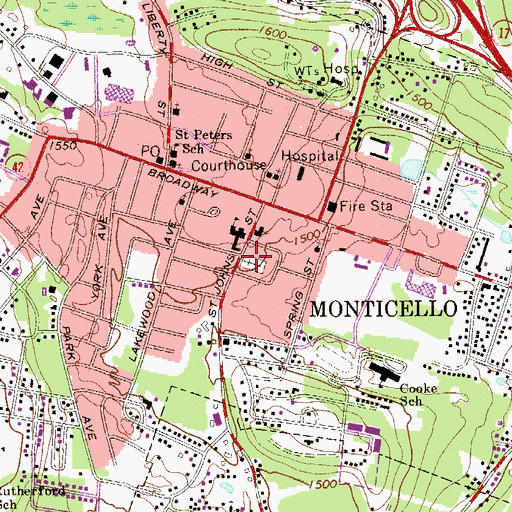 Topographic Map of Saint John Street Cemetery, NY