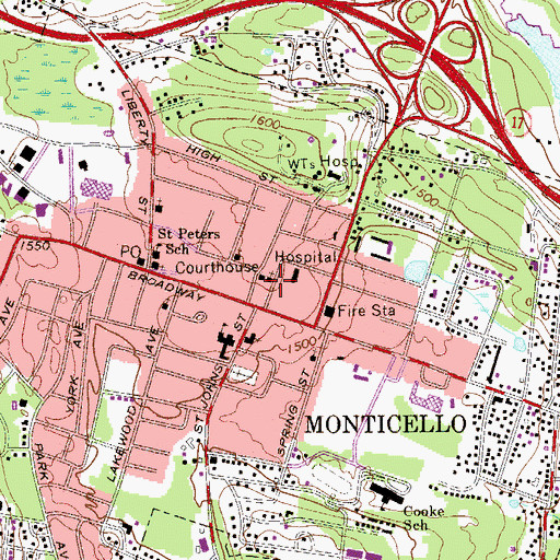 Topographic Map of First Presbyterian Church, NY