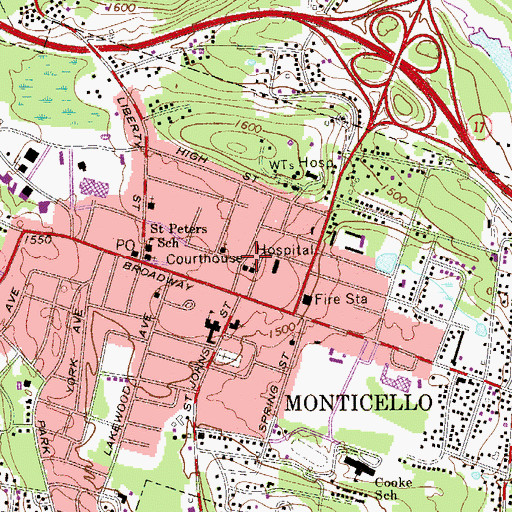 Topographic Map of Sullivan County Jail, NY