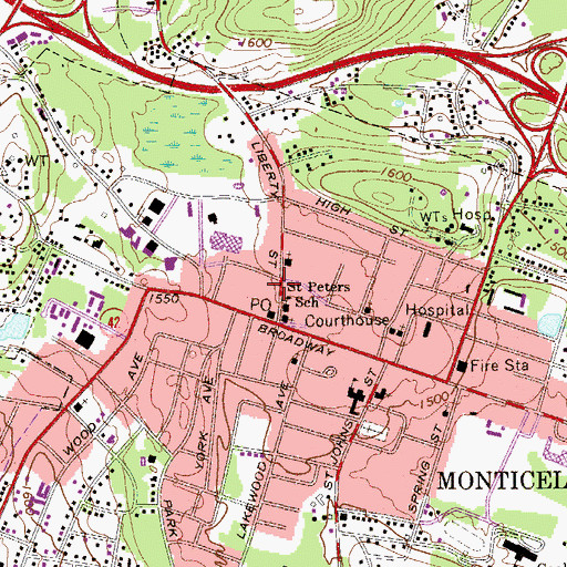 Topographic Map of Memorial Hall, NY