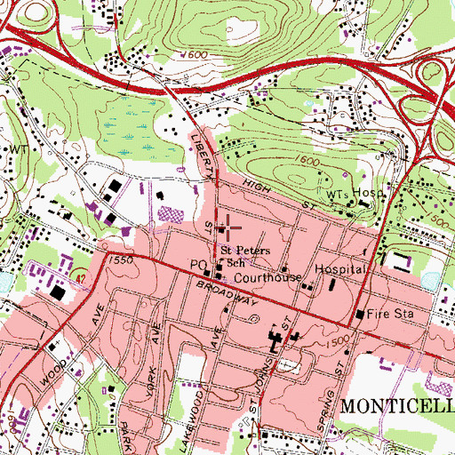 Topographic Map of Liberty Street Synagogue, NY