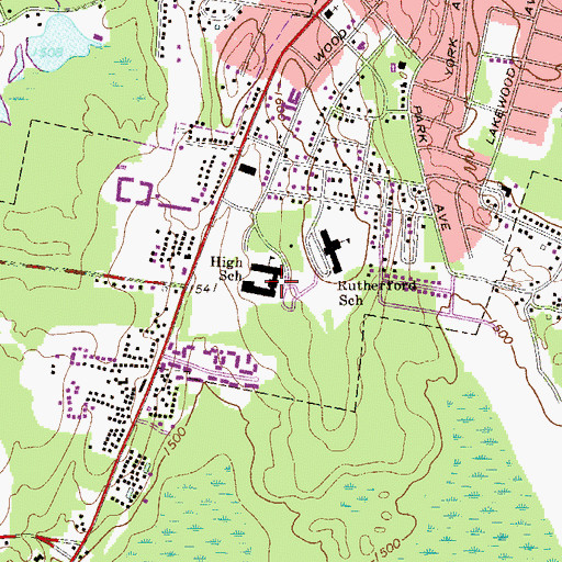 Topographic Map of Monticello High School, NY