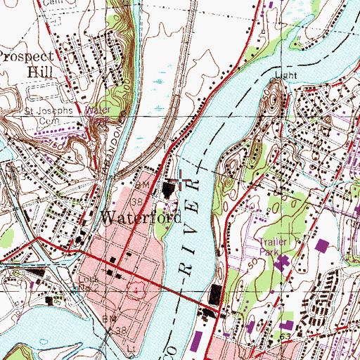 Topographic Map of Town of Waterford Water Works, NY