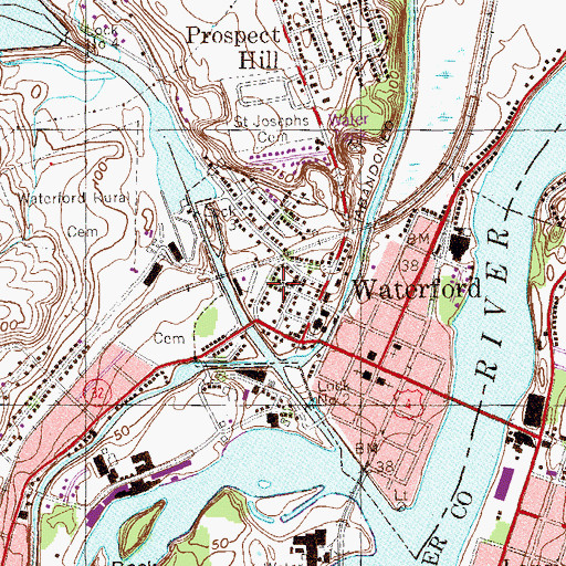 Topographic Map of Waterford Fire Department J W Ford Hose Company 2, NY
