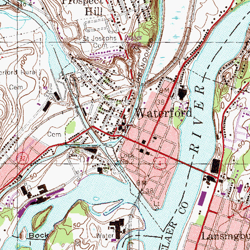 Topographic Map of Saint Mary's Roman Catholic Church, NY