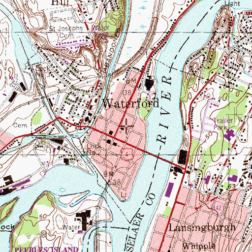 Topographic Map of First United Church of Waterford, NY