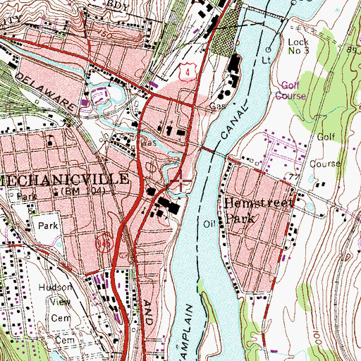 Topographic Map of Mechanicsville Municipal Building, NY
