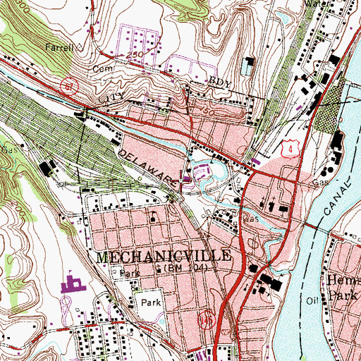 Topographic Map of Mechanicville Fire Department - W L Howland Hose Company, NY