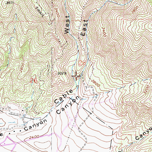 Topographic Map of East Fork Cable Canyon, CA